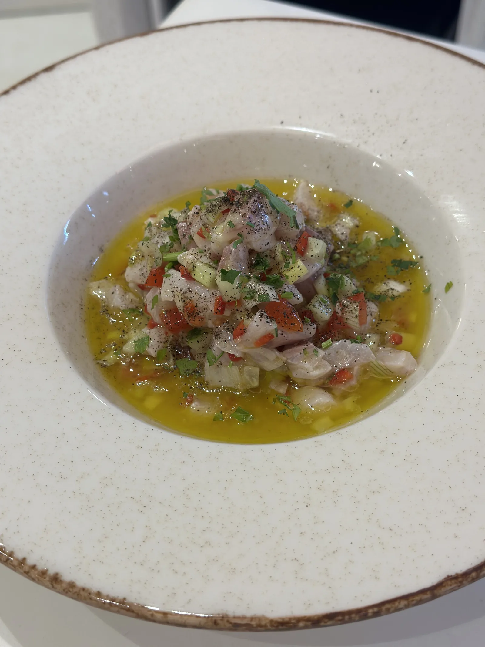 Fresh seafood mezze with olive oil