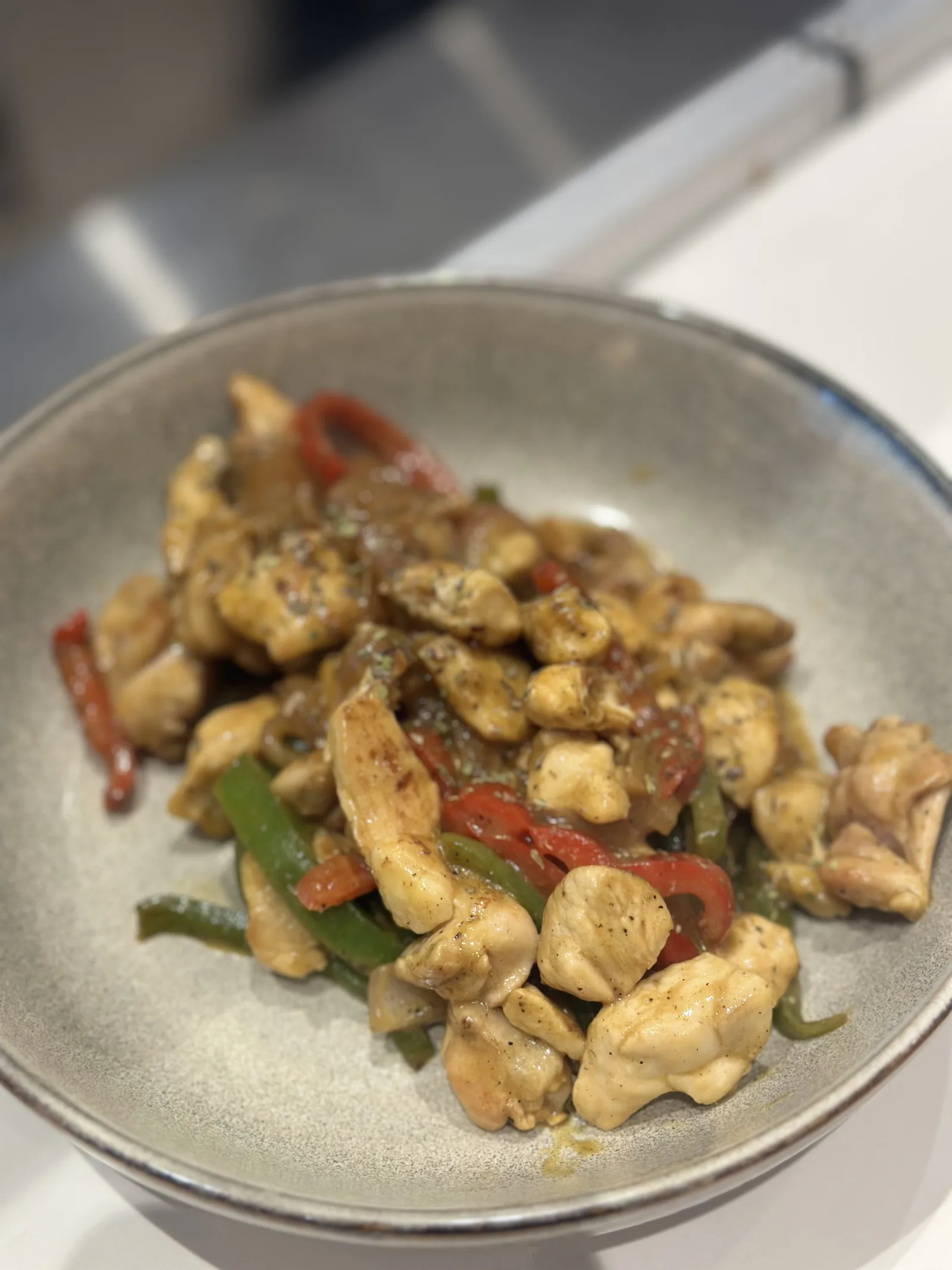 Chicken tigania served at Mezze Milos