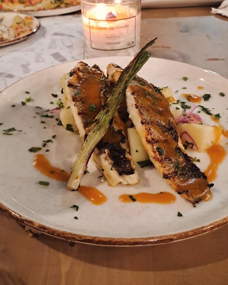 Grilled local dish at Mezze Milos